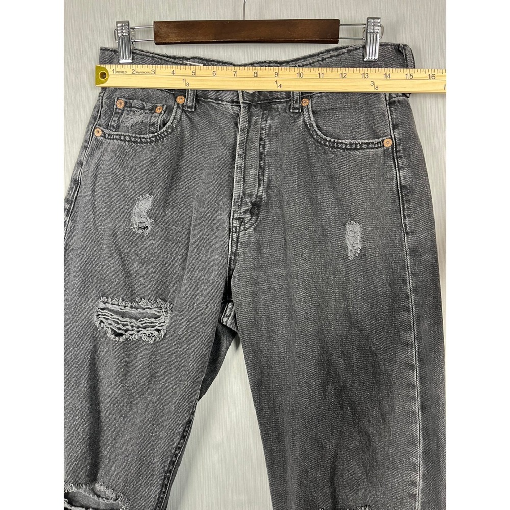 Aeropostale 90s Baggy Jeans Womens 4 Gray Button Fly Distressed Grunge Denim - Picture 9 of 11